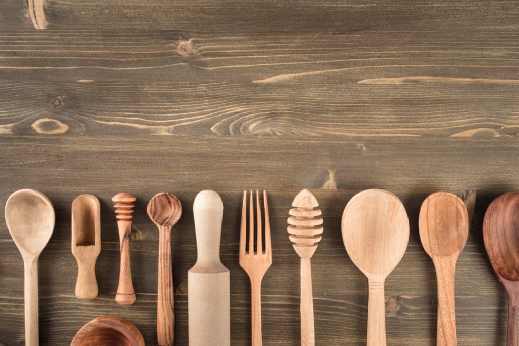 Wood kitchen utensils.